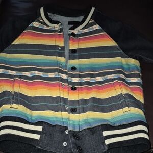 Mother's Letterman Jacket Striped Denim Extra Small